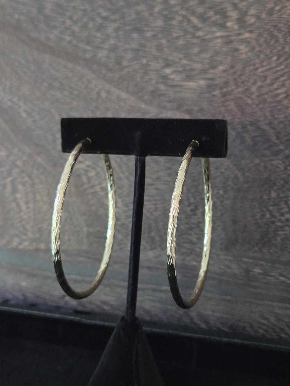Spring Hinge Textured Gold Hoop Earrings for Women